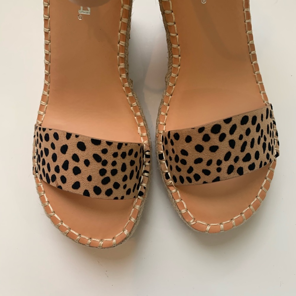 Soda Wedge Cheetah Tan Print Espadrille Sandals - Picture 6 of 7